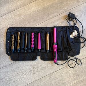 Pink Multi-Barrel Curling Wand Set with Storage Roll by BELLAMI
